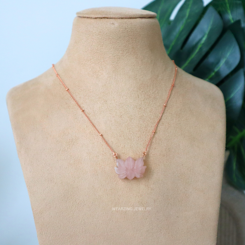 Rose Quartz Lotus Pendant