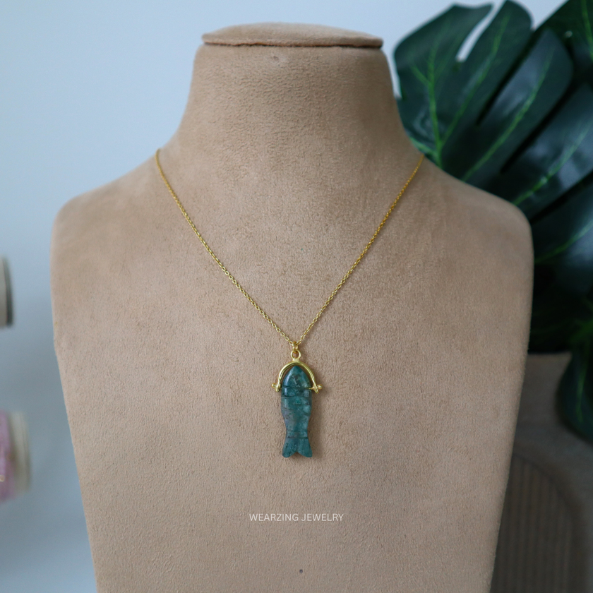 Moss Crystal Koi Pendant