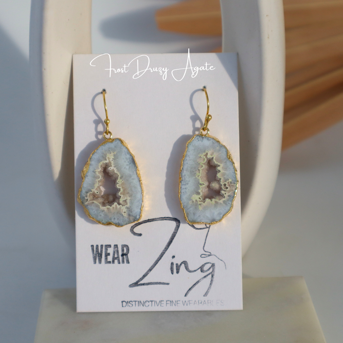 Frosty Agate Loop Earrings