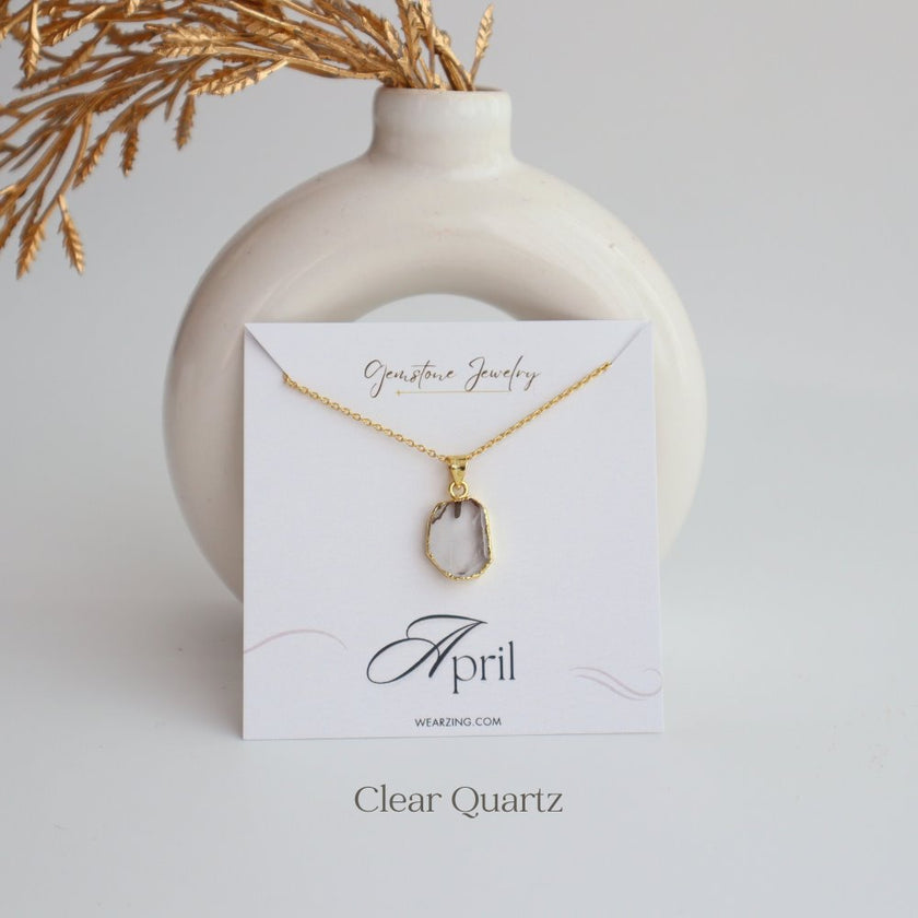 Birth Stone Pendant WearZing April - Clear Quartz