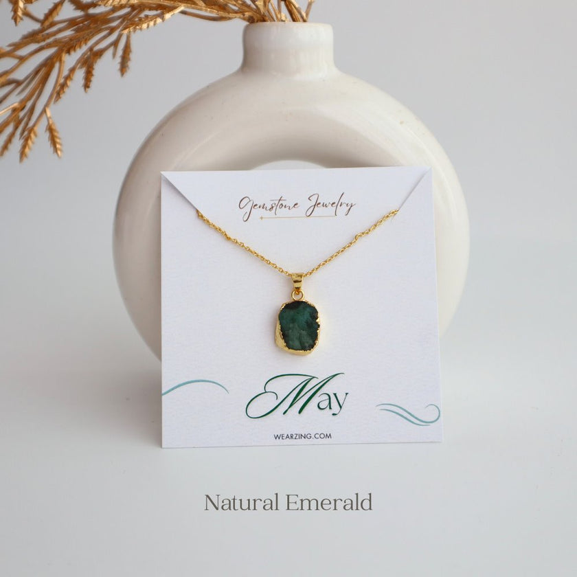 Birth Stone Pendant WearZing May - Natural Emerald