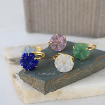 Flower Craved Rings (Limited Pcs) WearZing - Crystal Jewelry Store in India