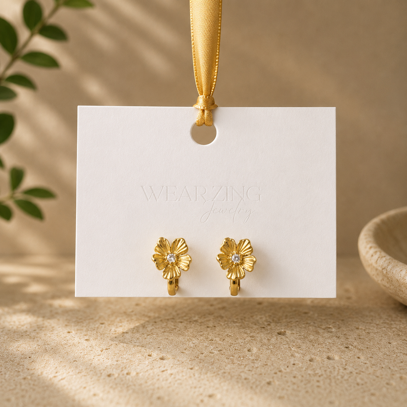 Gilded Buttercup Huggies WearZing - Crystal Jewelry Store in India