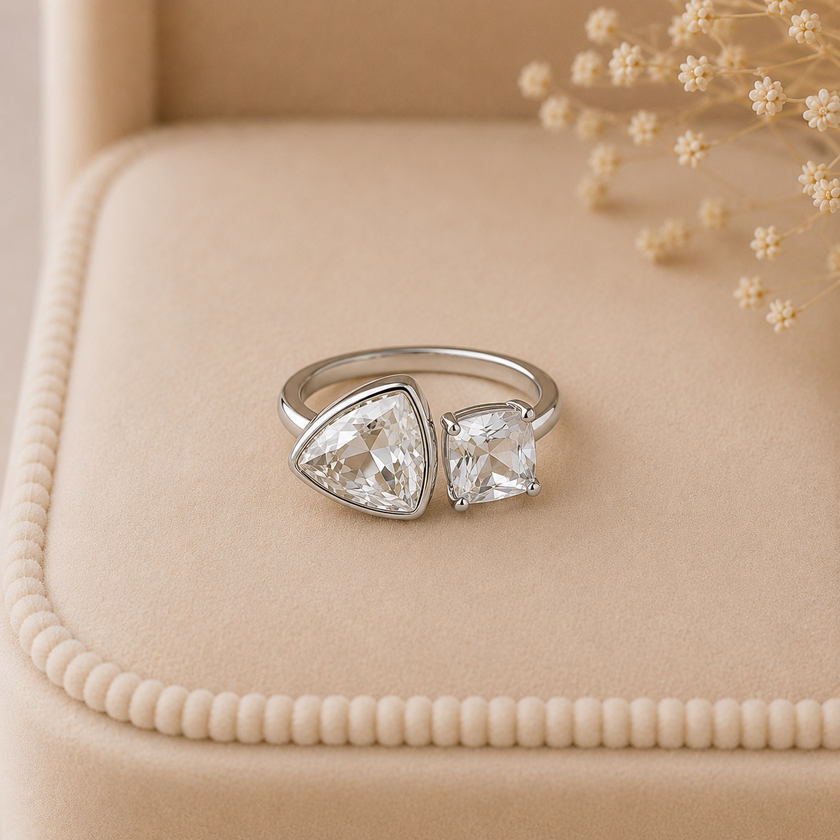 Geometric Duo Ring WearZing - Crystal Jewelry Store in India