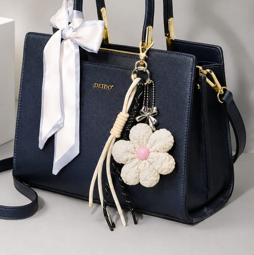 White Flower Bagcharm WearZing - Crystal Jewelry Store in India