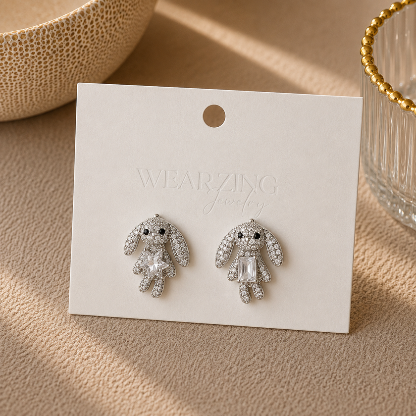Cute Diamond Bunny Earrings WearZing - Crystal Jewelry Store in India