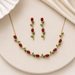 Ruby Vine Collar & Drop Earrings Set WearZing - Crystal Jewelry Store in India