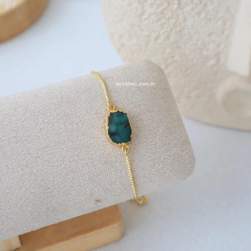 Natural Emerald Chain Bracelet