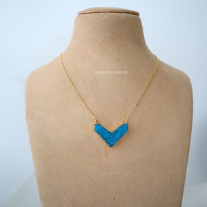Geometric Druzy Heart - Sky Blue