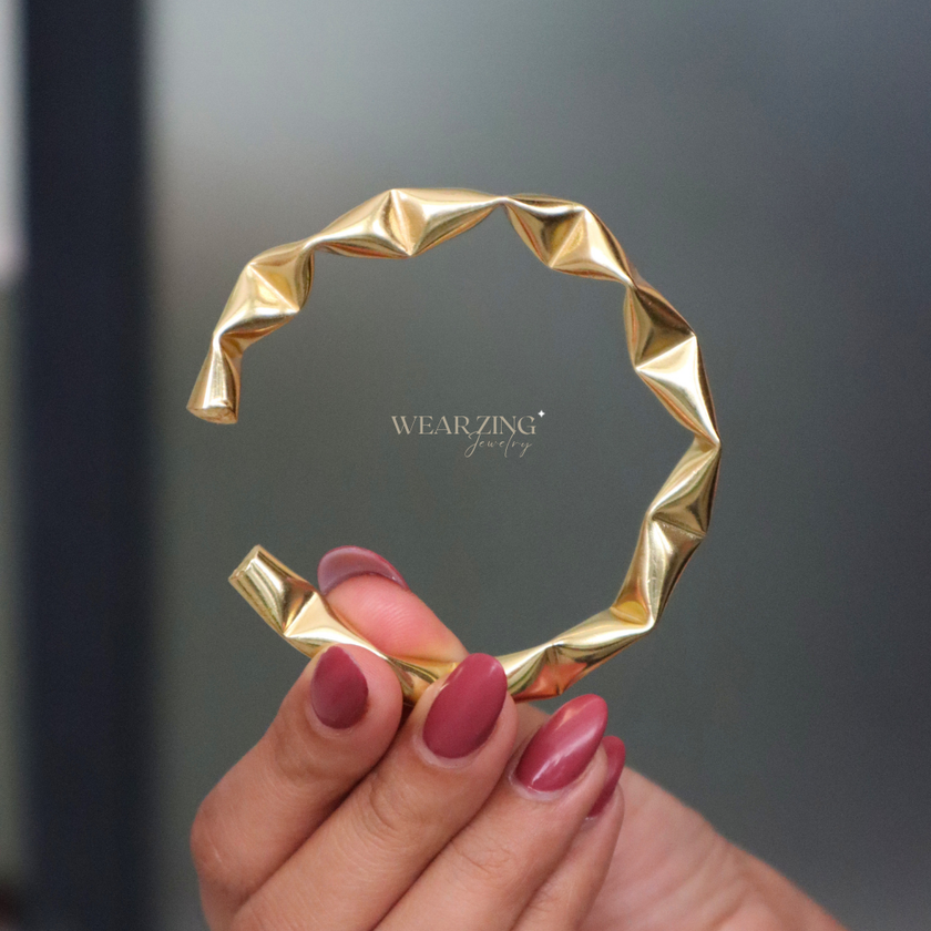 Crumpled Gold Cuff WearZing - Crystal Jewelry Store in India