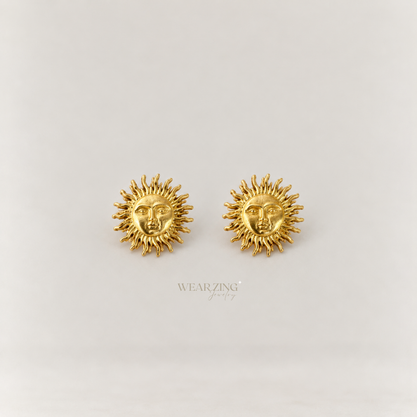 Sun Face Stud Earrings