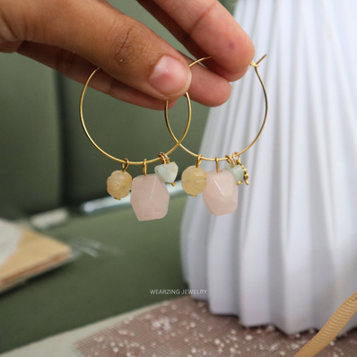 Lucky Blush Charm Hoops