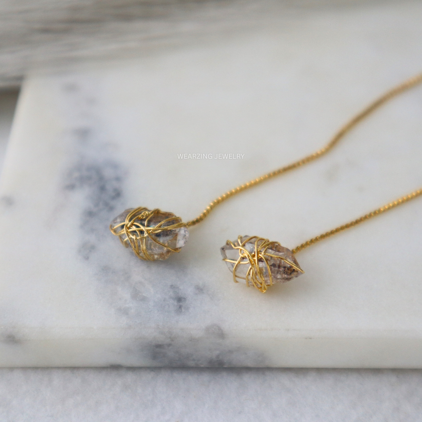 Clear Quartz Wrap Threader Earring