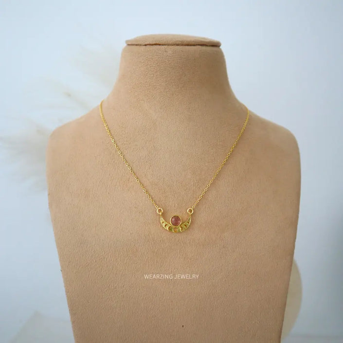Strawberry Quartz Luna Pendant WearZing - Crystal Jewelry Store in India