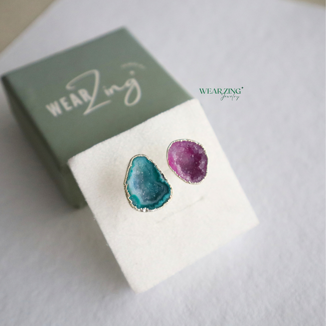 Double Stone Druzy Ring WearZing - Crystal Jewelry Store in India