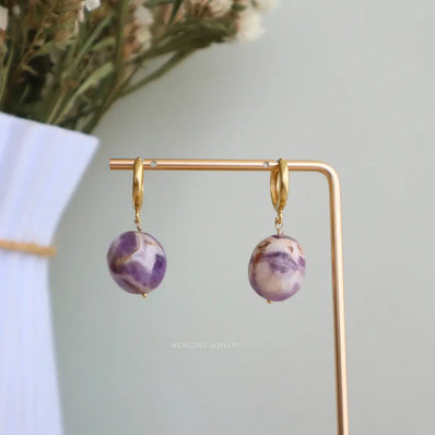 Dream Amethyst Round Huggies WearZing - Crystal Jewelry Store in India
