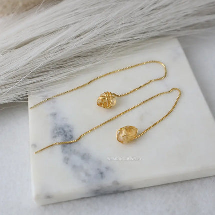Citrine Wrap Threader Earring WearZing - Crystal Jewelry Store in India