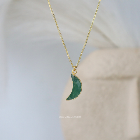Aventurine Half Moon Pendant
