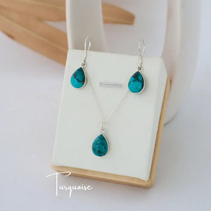 Turquoise Drop Set (Silver) WearZing - Crystal Jewelry Store in India