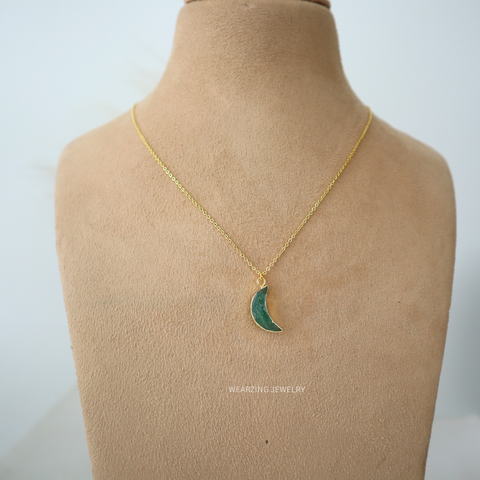 Aventurine Half Moon Pendant