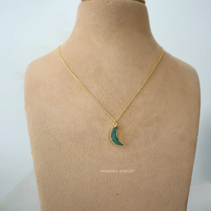 Aventurine Half Moon Pendant WearZing - Crystal Jewelry Store in India