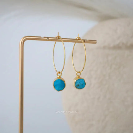 Turquoise Raw Dainty Hoops WearZing - Crystal Jewelry Store in India