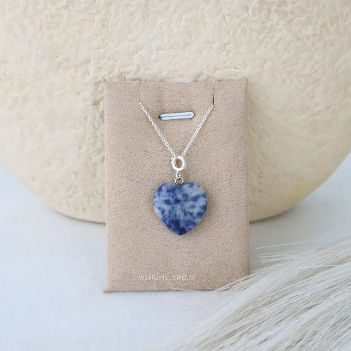 Sodalite Heart Pendant - Silver WearZing - Crystal Jewelry Store in India