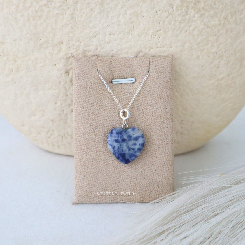 Sodalite Heart Pendant - Silver