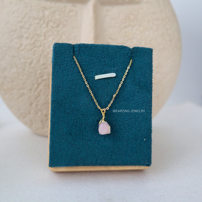 Pink Opal Raw Oval Pendant