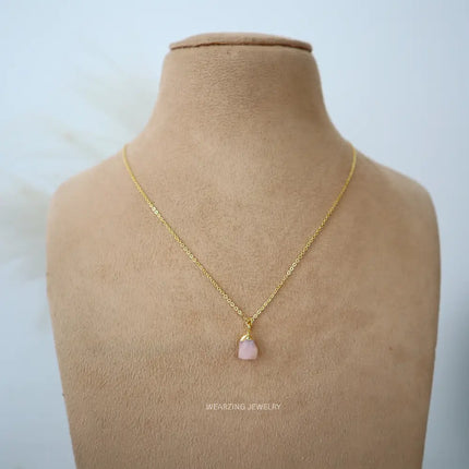 Pink Opal Raw Oval Pendant WearZing - Crystal Jewelry Store in India