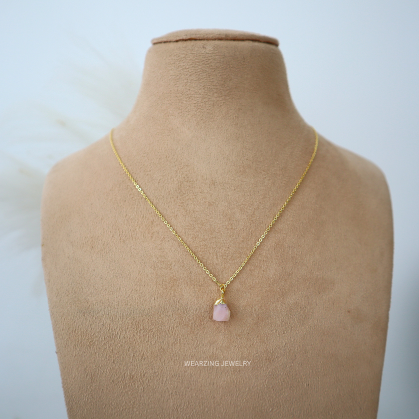 Pink Opal Raw Oval Pendant