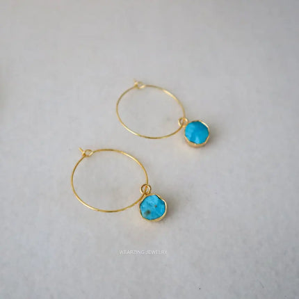 Turquoise Raw Dainty Hoops WearZing - Crystal Jewelry Store in India