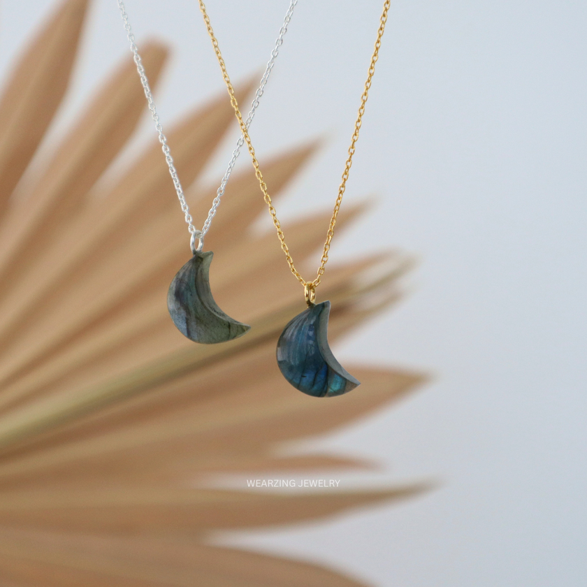 Labradorite Crescent Pendant