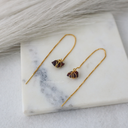 Garnet Wrap Threader Earring