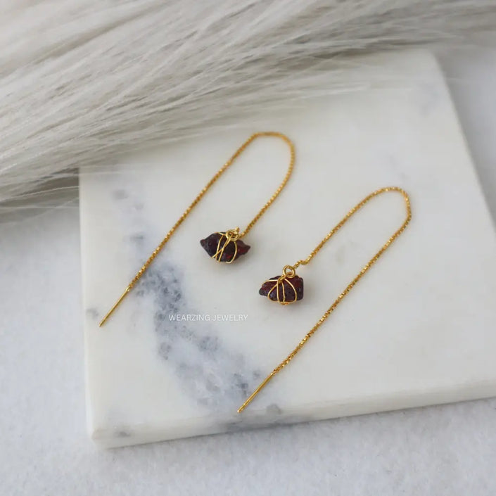 Garnet Wrap Threader Earring WearZing - Crystal Jewelry Store in India