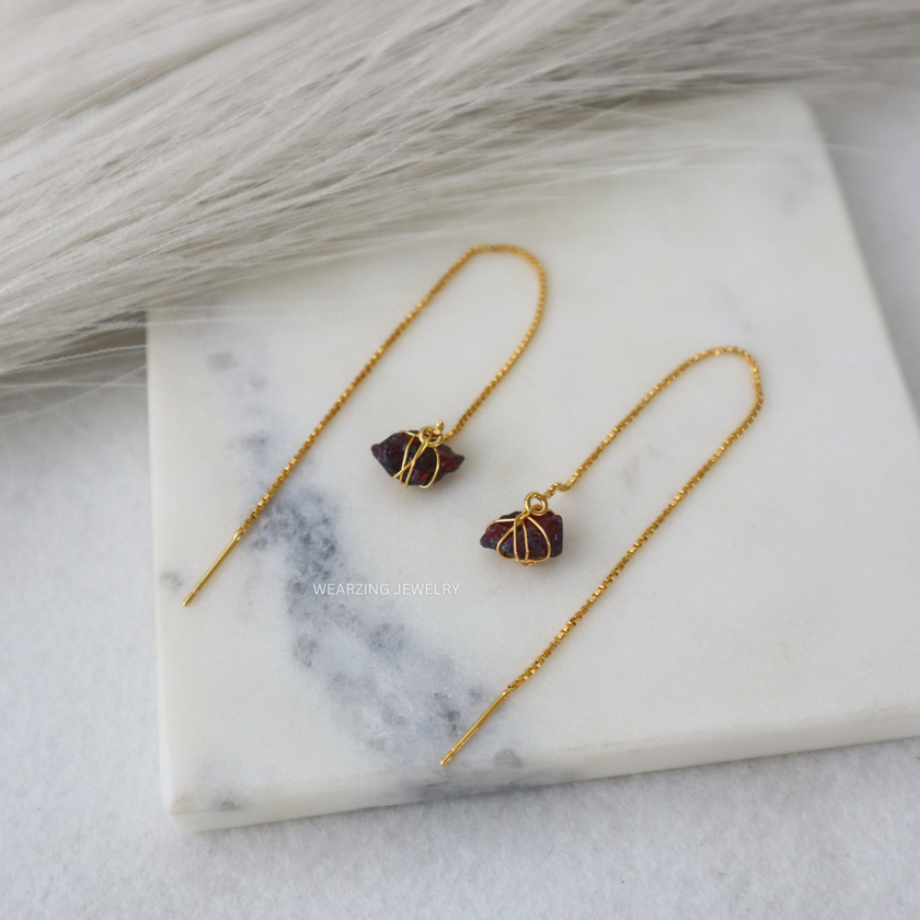 Garnet Wrap Threader Earring