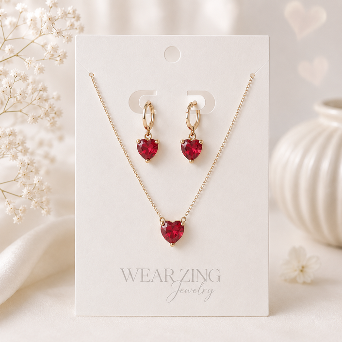 Sweetheart set -Red WearZing - Crystal Jewelry Store in India