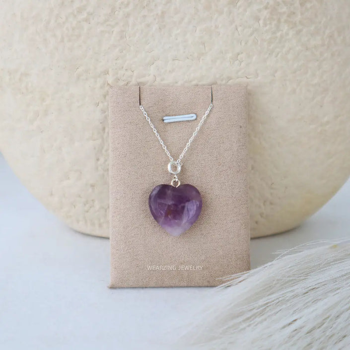 Amethyst Heart Pendant - Silver WearZing - Crystal Jewelry Store in India