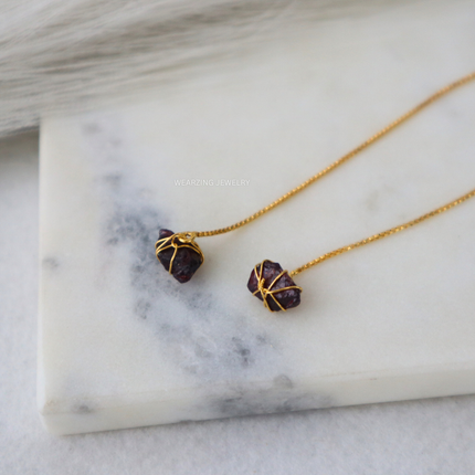 Garnet Wrap Threader Earring
