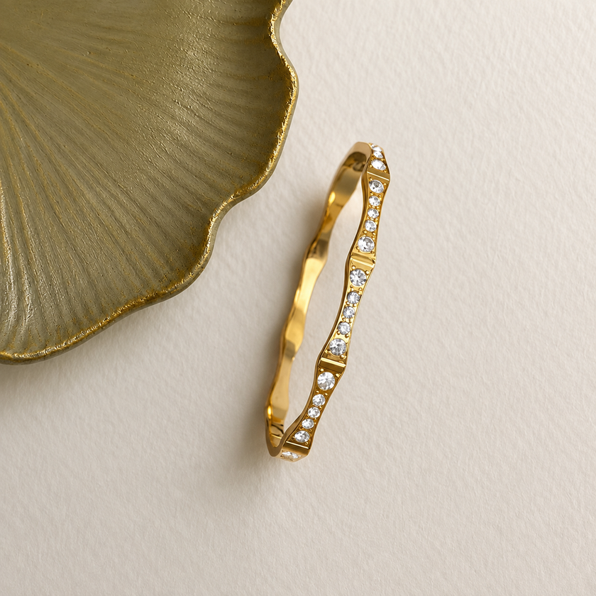 Segmented Wave Crystal Cuff WearZing - Crystal Jewelry Store in India