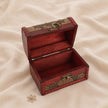 Antique Wooden Floral Trunk Jewelry Box