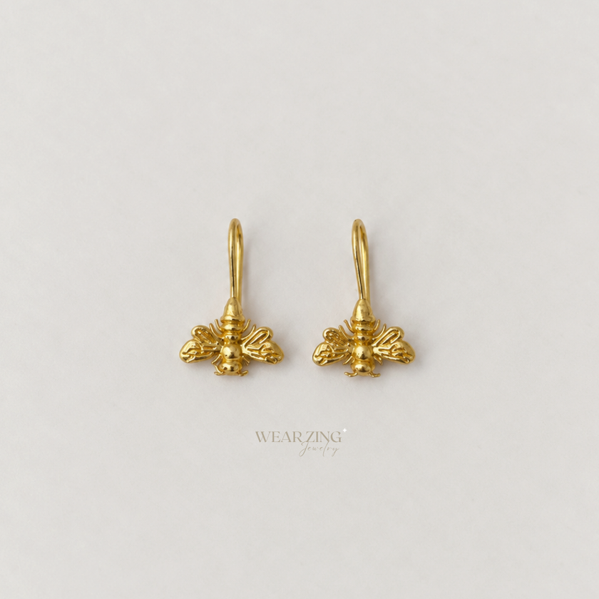 Mini Queen Bee Hook Earrings