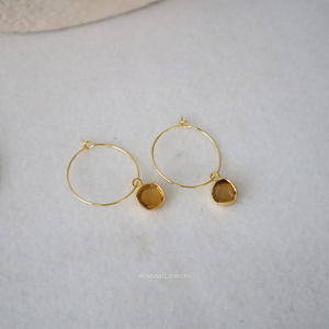 Citrine Raw Dainty Hoops