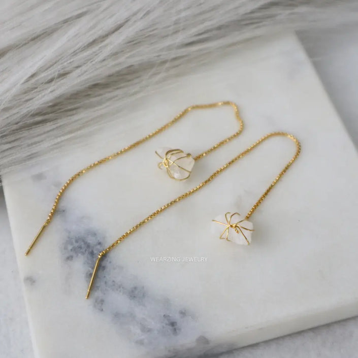 Moonstone Wrap Threader Earring WearZing - Crystal Jewelry Store in India