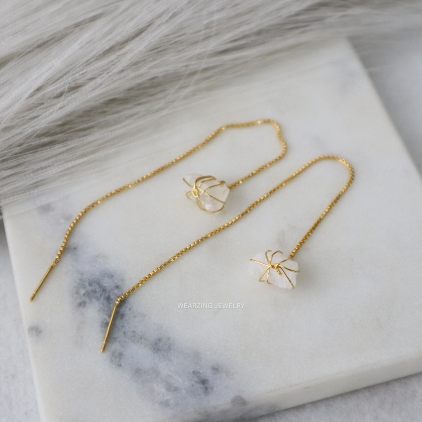 Moonstone Wrap Threader Earring