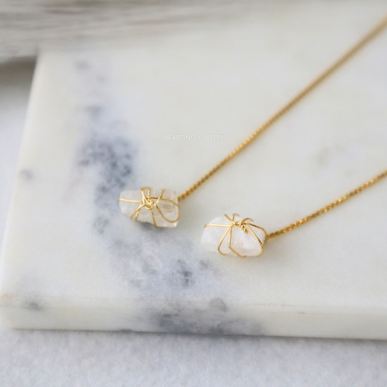 Moonstone Wrap Threader Earring