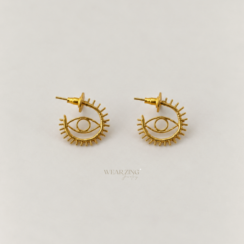 Evil Eye Open Hoop Studs