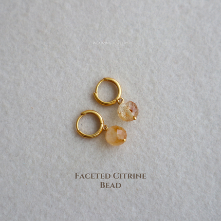 Tiny Citrine Round Huggies