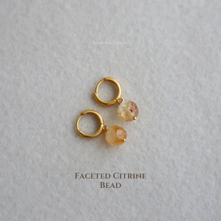 Tiny Citrine Round Huggies WearZing - Crystal Jewelry Store in India