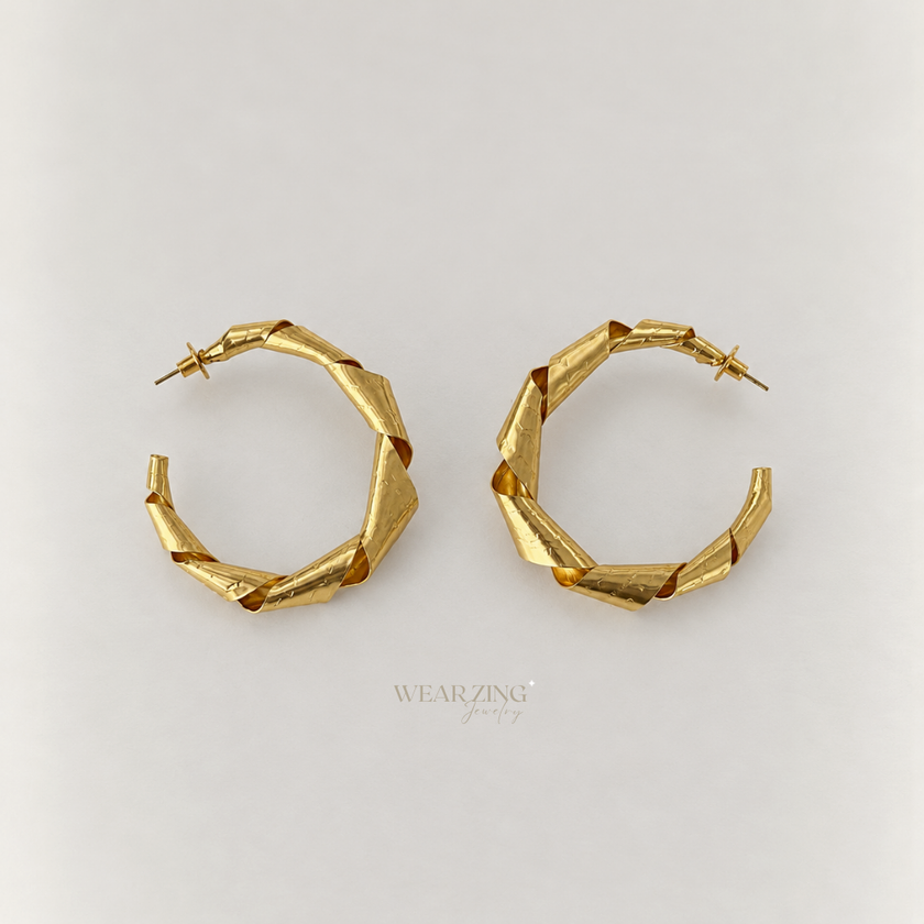 Ribbon Chunky Hoop Earrings